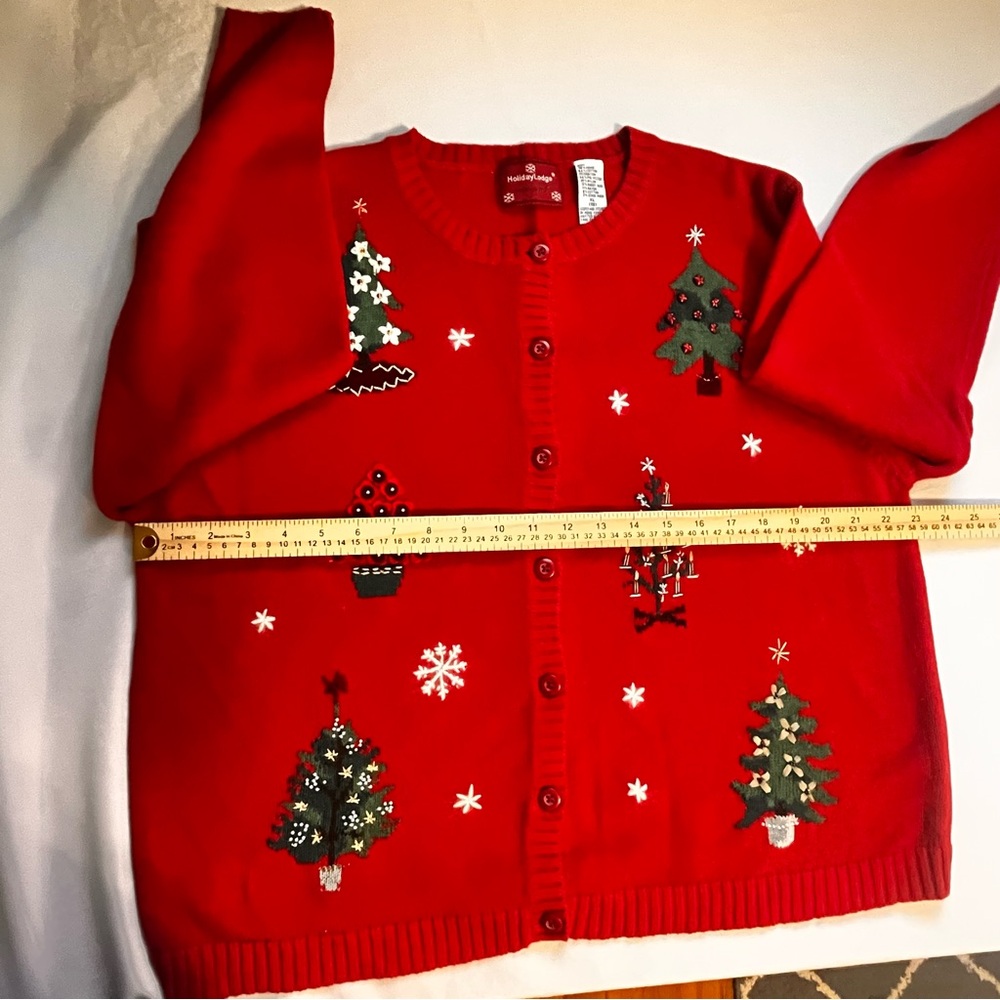 VTG Women’s Christmas Embroidered Cardigan Red SZ XL - Picture 7 of 7